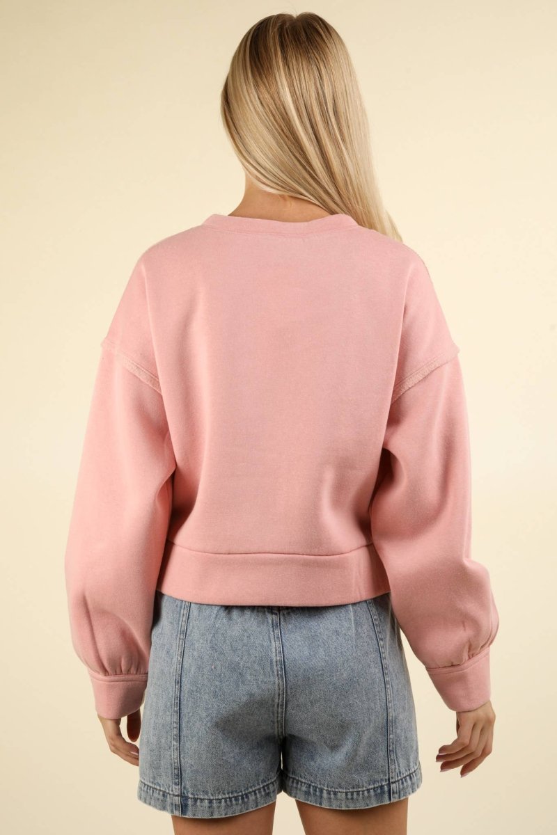 #61 - #64 Cable Contrast Detail Oversized Knit Crop Top - Purses & Pearls