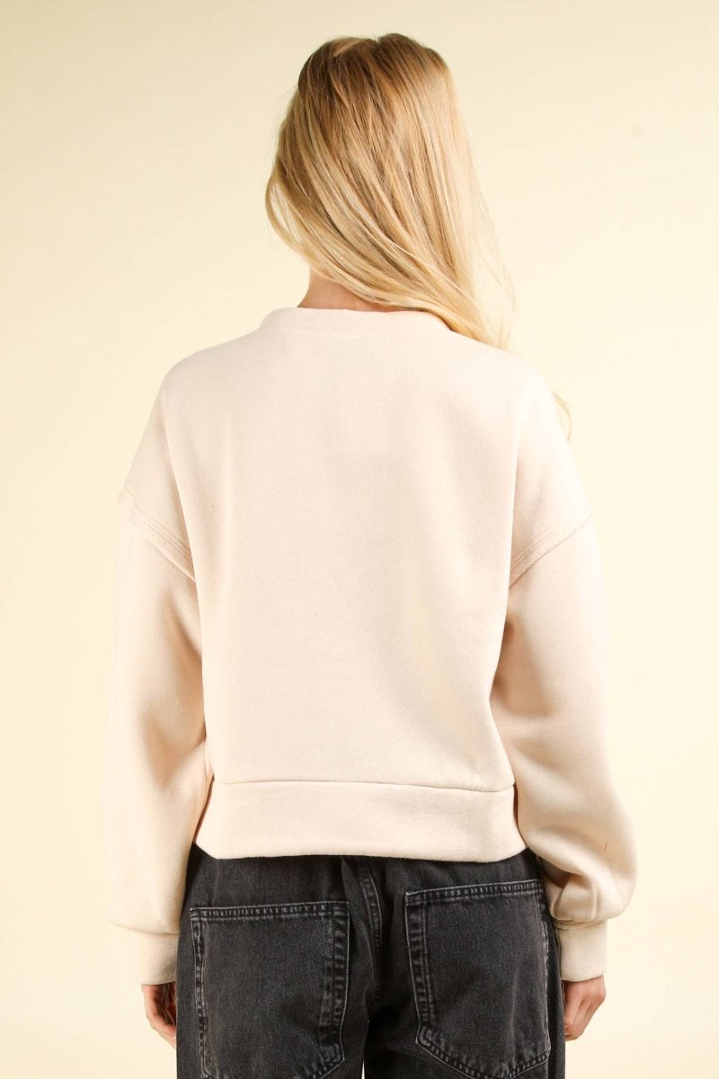 #61 - #64 Cable Contrast Detail Oversized Knit Crop Top - Purses & Pearls