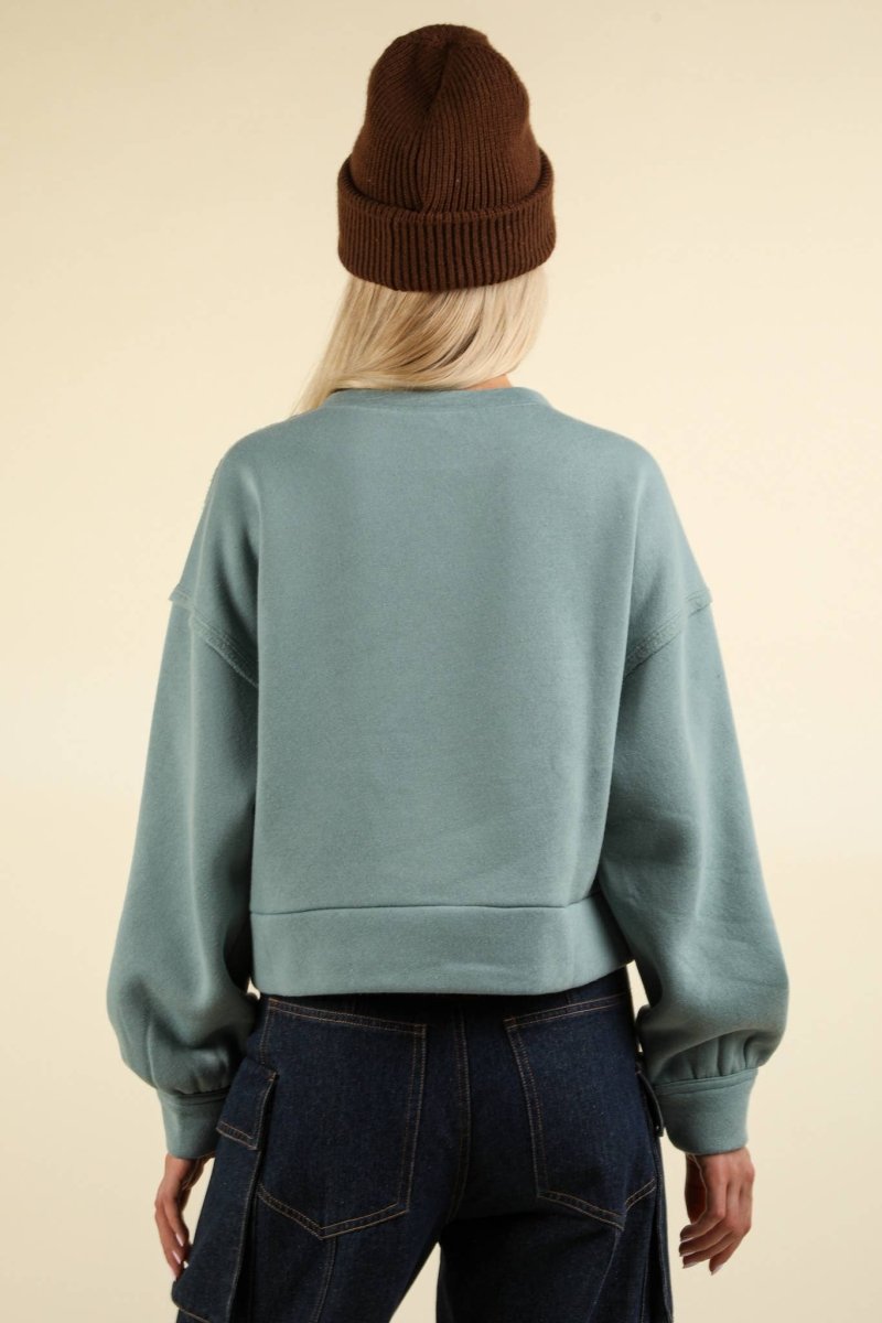 #61 - #64 Cable Contrast Detail Oversized Knit Crop Top - Purses & Pearls