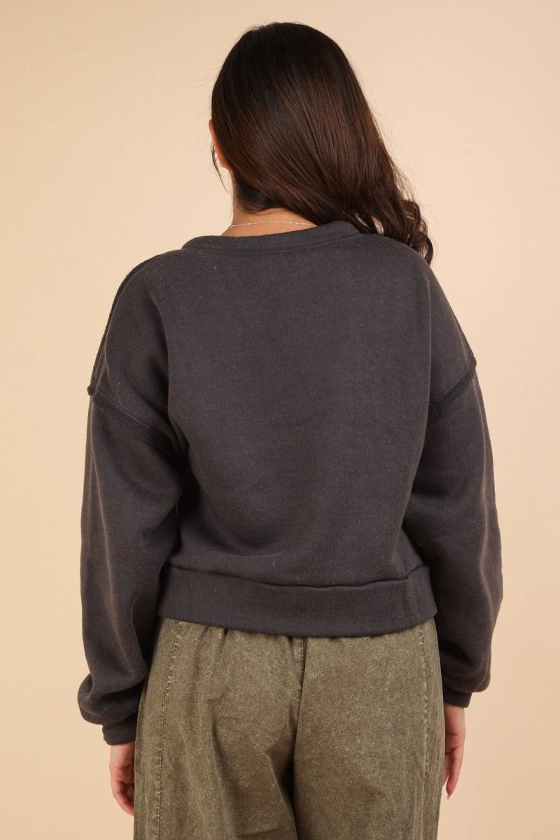 #61 - #64 Cable Contrast Detail Oversized Knit Crop Top - Purses & Pearls