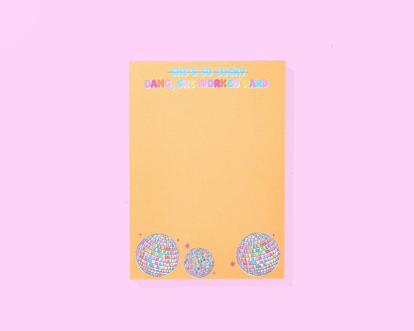 Taylor Elliott Designs - Notepad w/ Magnet - Disco Ball - "...She Worked Hard" -Katie