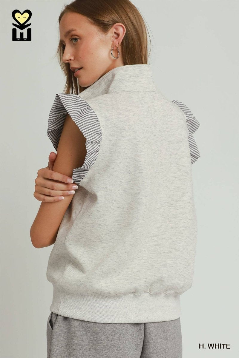 8 Umgee- Ruffle Quarter Zip Top - Purses & Pearls