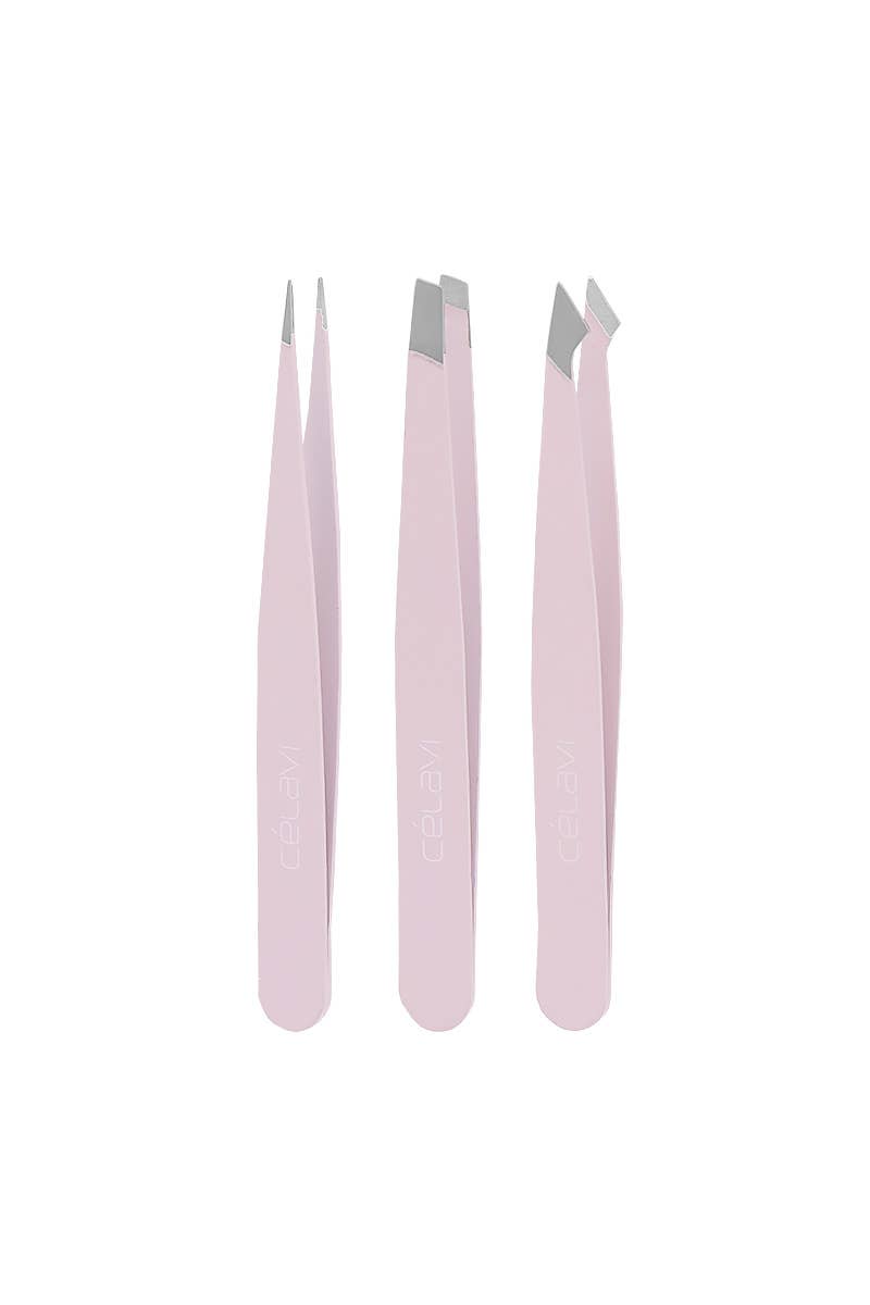 Celavi Pink 3 pcs Luxe Tweezer Set