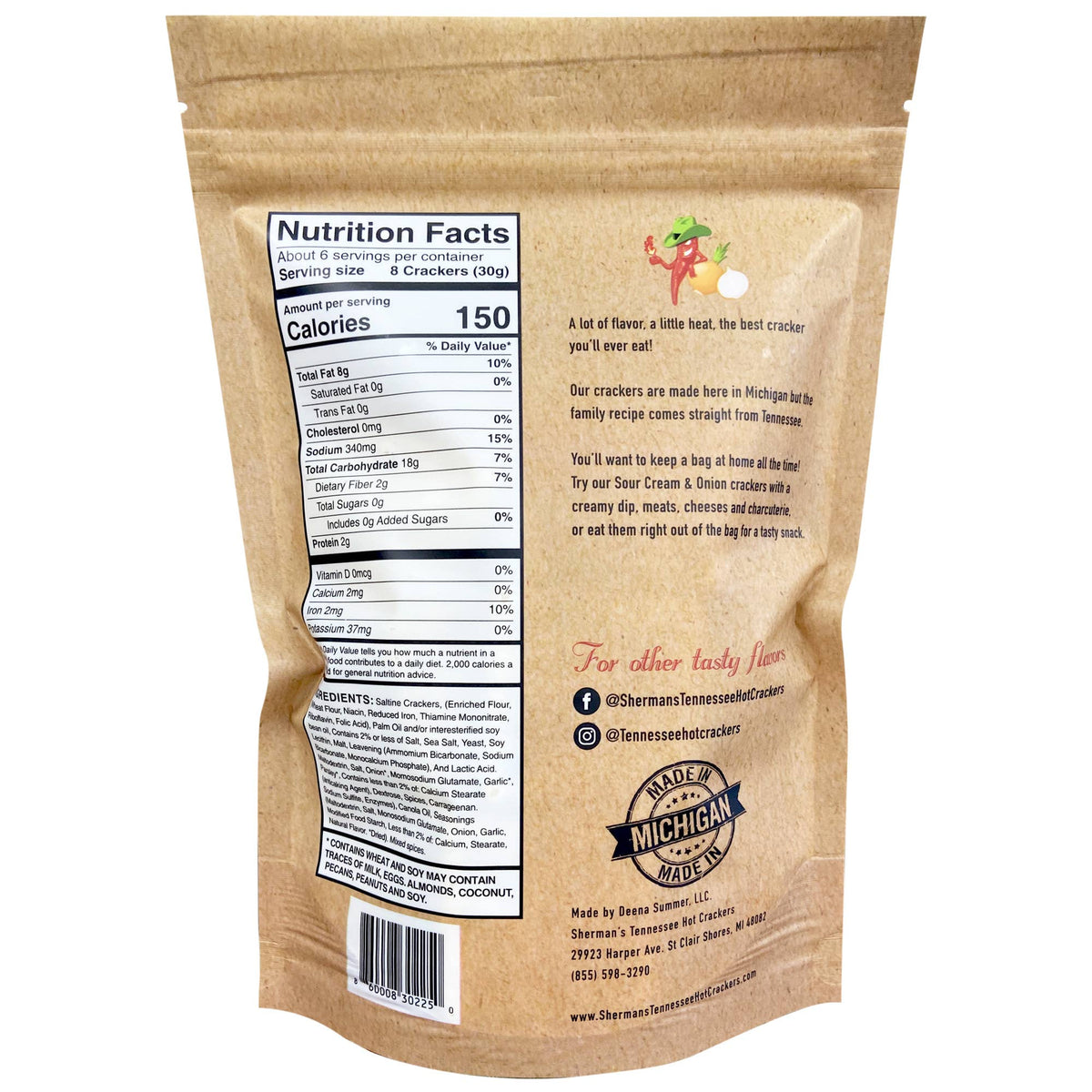 Tennessee Hot Crackers, Sour Cream & Onion Flavor