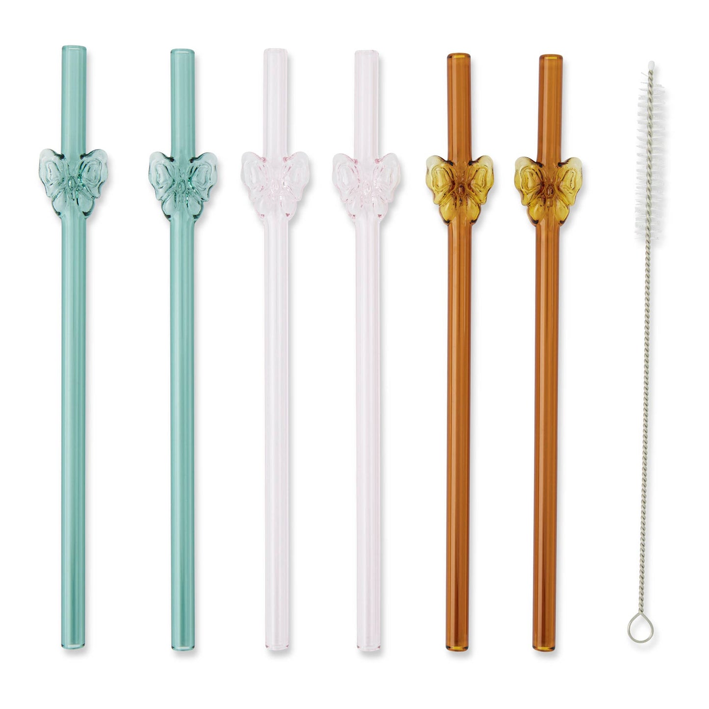 Core Home - 7pk Glass Butterfly Straw Set