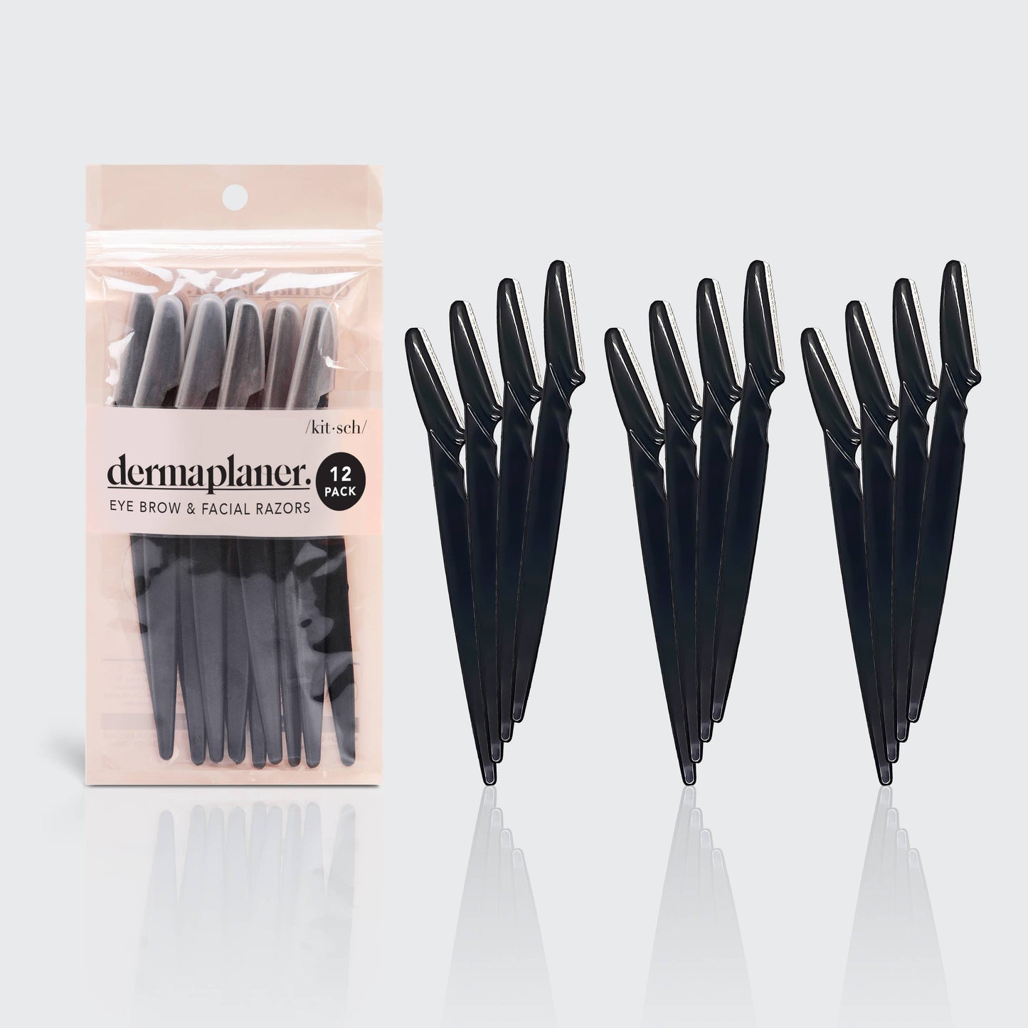 KITSCH - Recycled Plastic Dermaplaners 12pc Set - Black