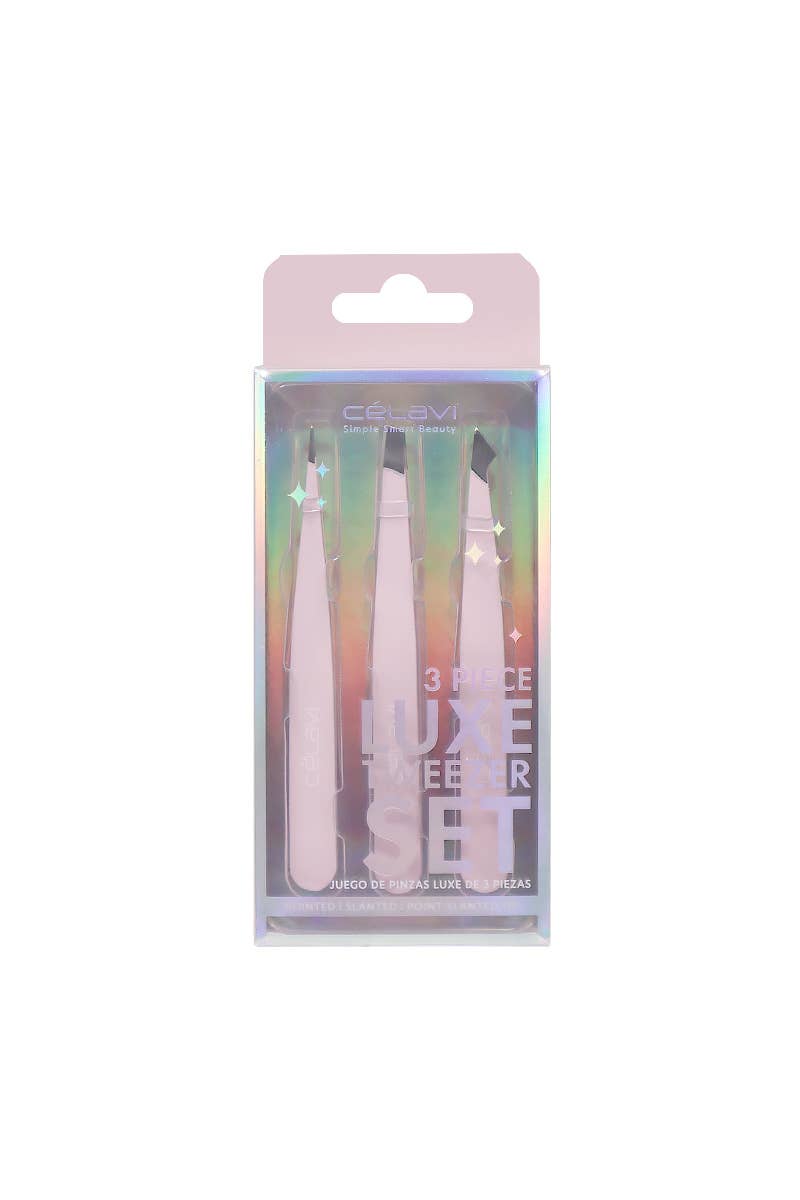 Celavi Pink 3 pcs Luxe Tweezer Set