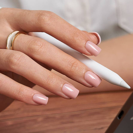 BTArtboxnails - Pastel Pink Short Square Nails - Soft Gel Press On Nails Kit