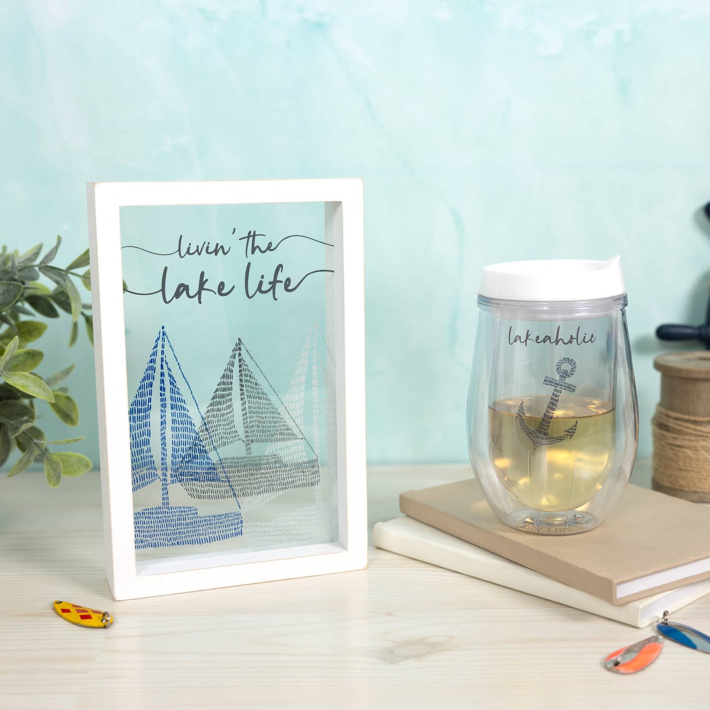 Lakeaholic - 12 oz Acrylic Stemless Wine Glass with Lid
