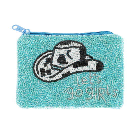 SP Sophia Collection - "Let’s Go Girls" Cowboy Hat Beaded Zipper Coin Bag