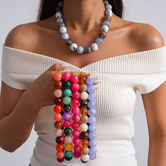 Acrylic Ombré Beaded Statement Necklace - Purses & Pearls