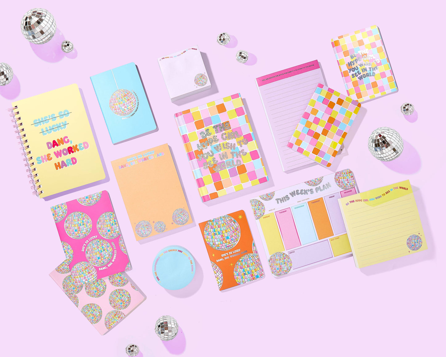 Taylor Elliott Designs - Notepad w/ Magnet - Disco Ball - "...She Worked Hard" -Katie