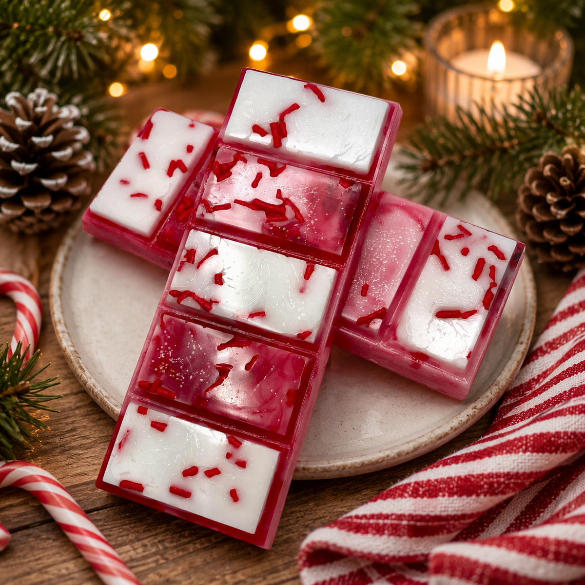 Wax and Wix Bakery® - Peppermint Swirl Snap Bar. Strongly Scented Soy Wax. 1.75 Oz. 1 Bar