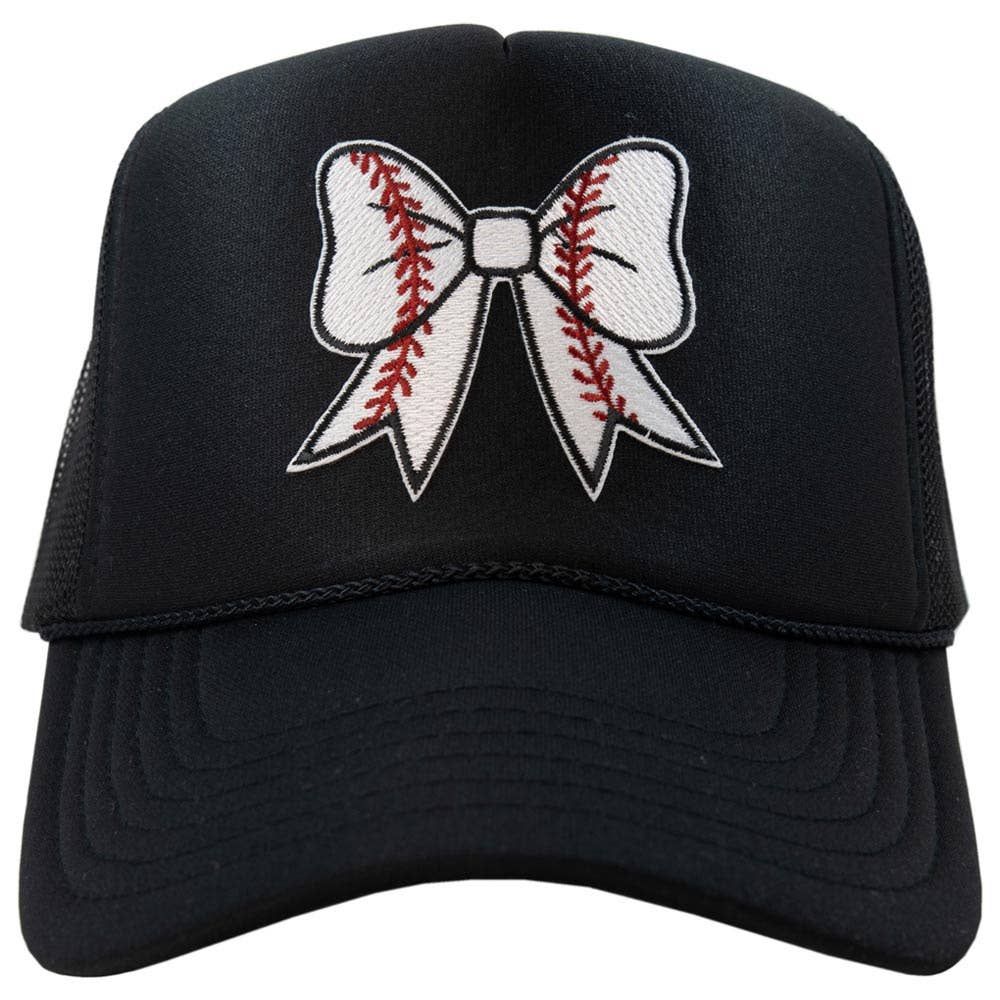 Baseball Bow Coquette Patch Foam Trucker Hat - Purses & Pearls