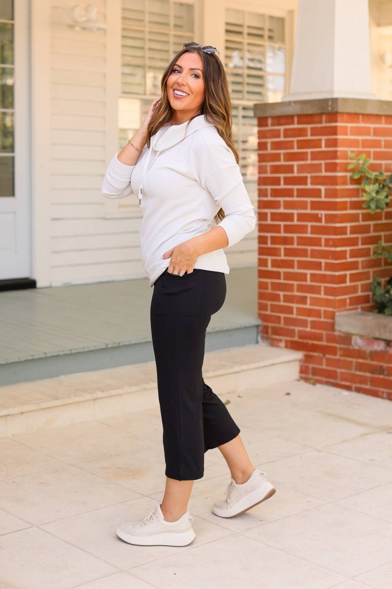 Black High Waisted Gaucho Pants - Purses & Pearls