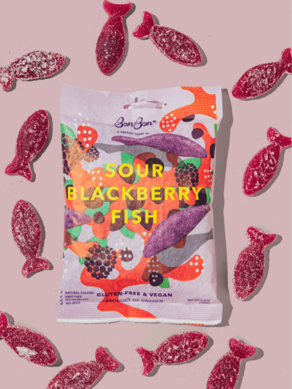 BonBon - A Swedish Candy Co - Sour Blackberry Fish - Swedish Candy 5.2oz (150g) - Purses & Pearls