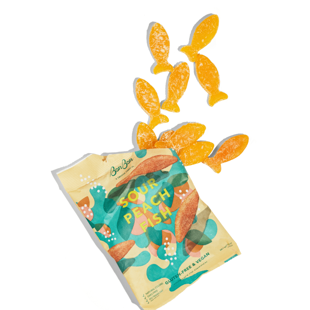 BonBon - A Swedish Candy Co - Sour Peach Fish - Swedish Candy 5.2oz (150g) - Purses & Pearls