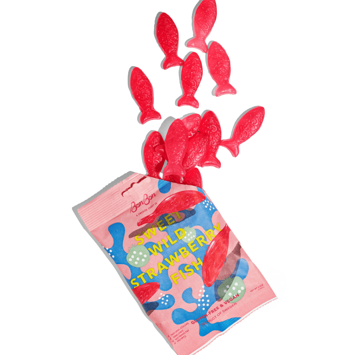 BonBon - A Swedish Candy Co - Sweet Wild Strawberry Fish - Swedish Candy 5.2oz (150g) - Purses & Pearls