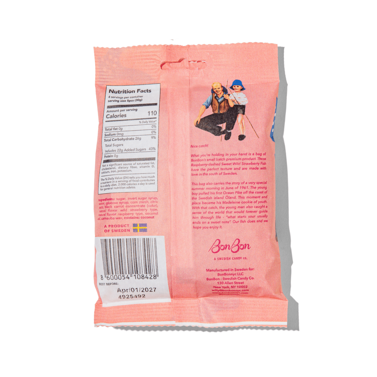 BonBon - A Swedish Candy Co - Sweet Wild Strawberry Fish - Swedish Candy 5.2oz (150g) - Purses & Pearls