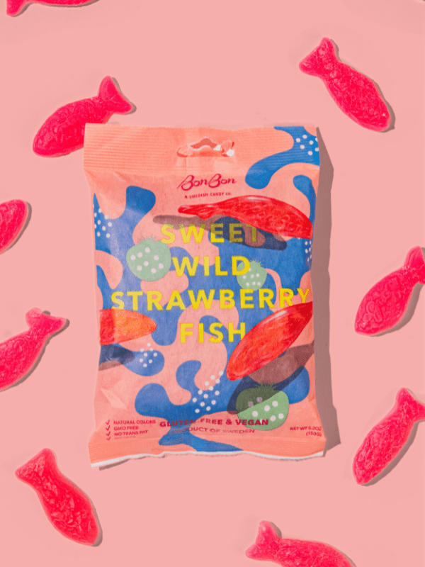 BonBon - A Swedish Candy Co - Sweet Wild Strawberry Fish - Swedish Candy 5.2oz (150g) - Purses & Pearls