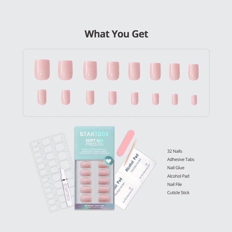 BTArtboxnails - Pastel Pink Short Square Nails - Soft Gel Press On Nails Kit - Purses & Pearls
