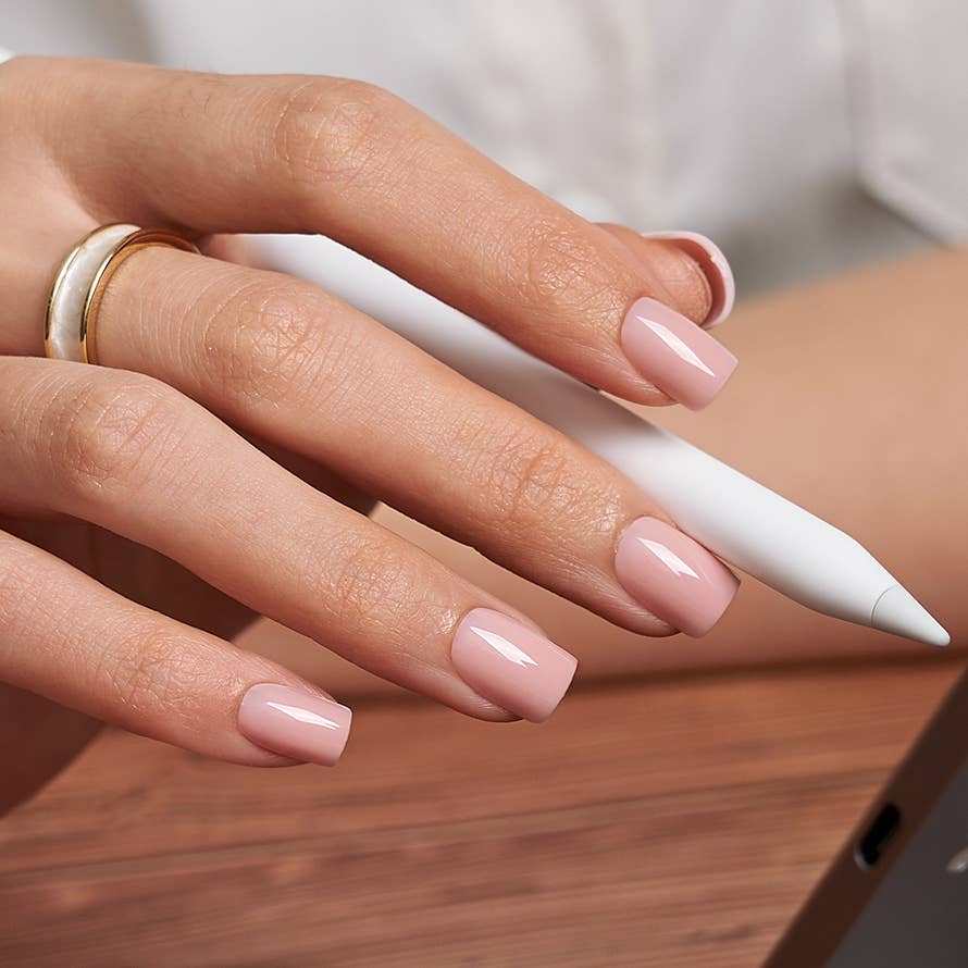 BTArtboxnails - Pastel Pink Short Square Nails - Soft Gel Press On Nails Kit - Purses & Pearls