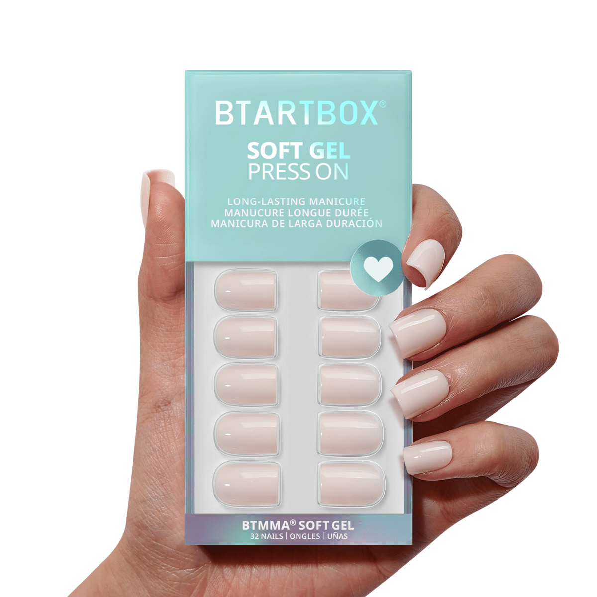 BTArtboxnails - Short Square Nude Nails with Glue - Gel Fake Nails Press On - Purses & Pearls