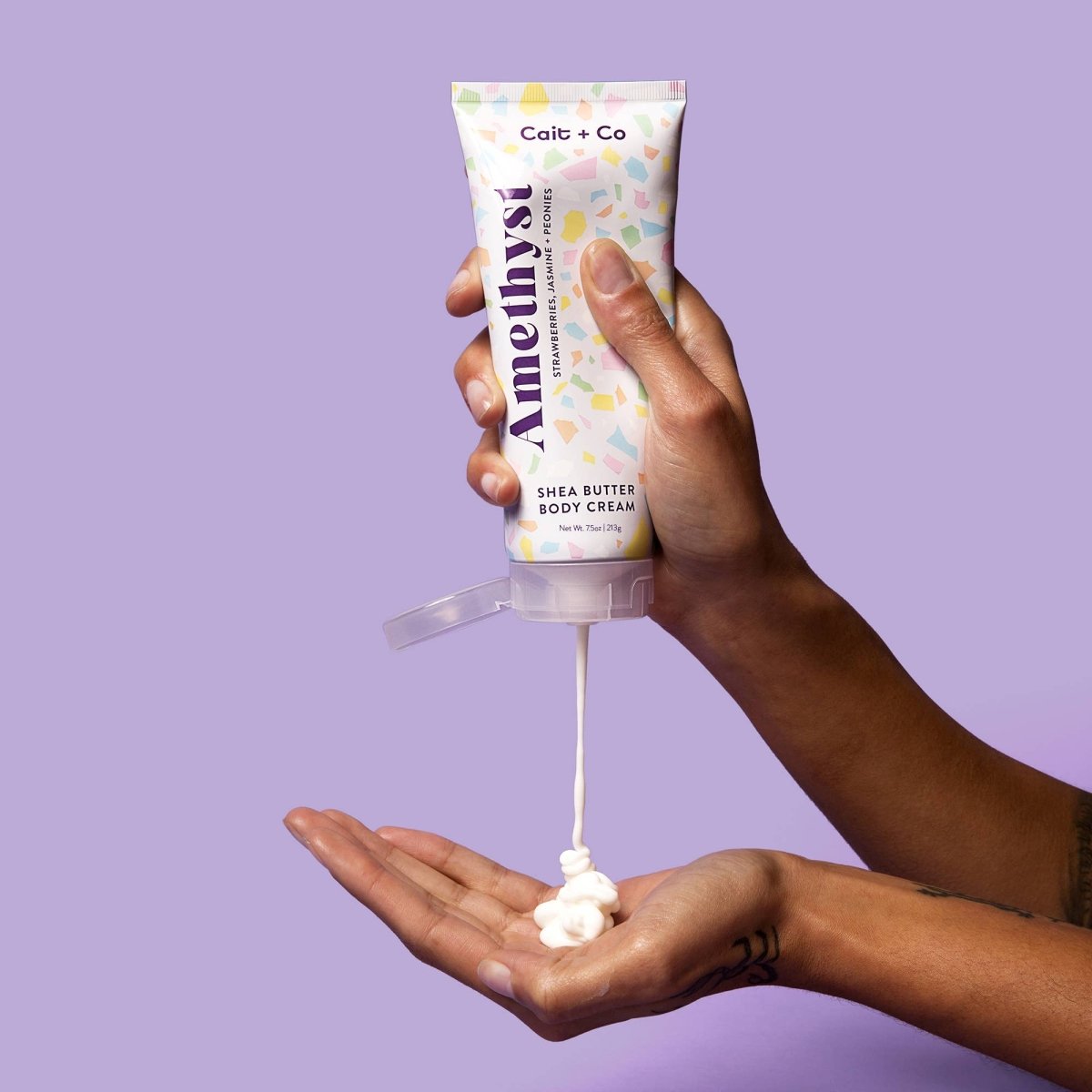 Cait + Co - Shea Butter Body Cream - 7.5oz Amethyst | Gem Collection - Purses & Pearls