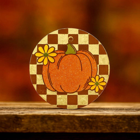 Checkered Pumpkin Freshie - Purses & Pearls