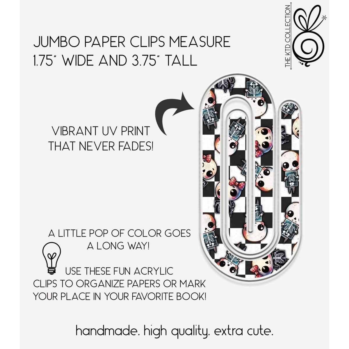 Colorful Cheetah Print Jumbo Acrylic Paper Clip - Purses & Pearls