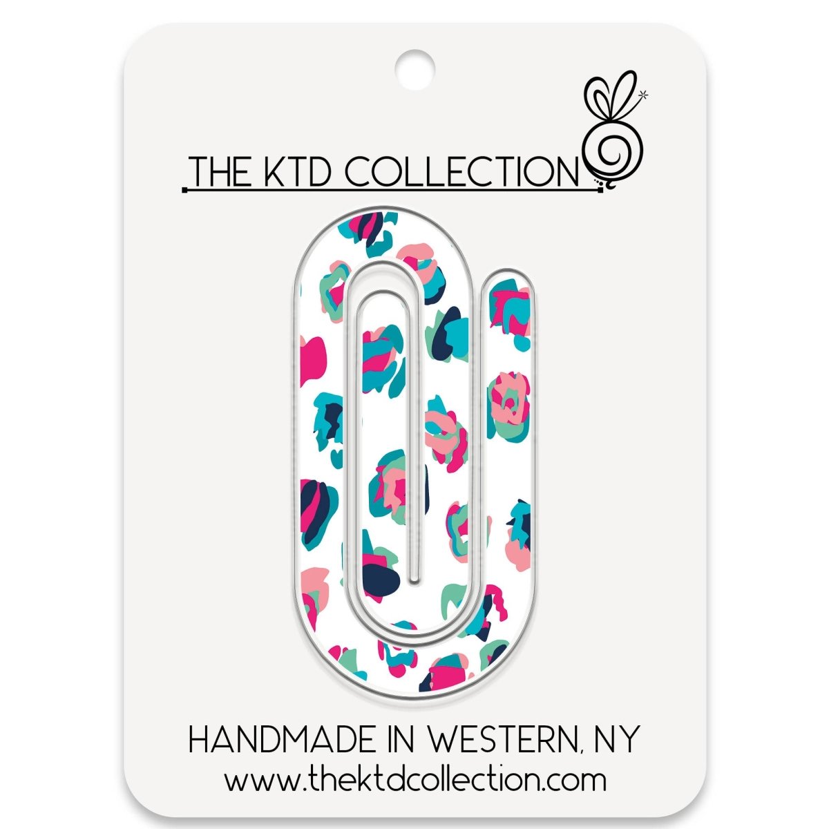 Colorful Cheetah Print Jumbo Acrylic Paper Clip - Purses & Pearls