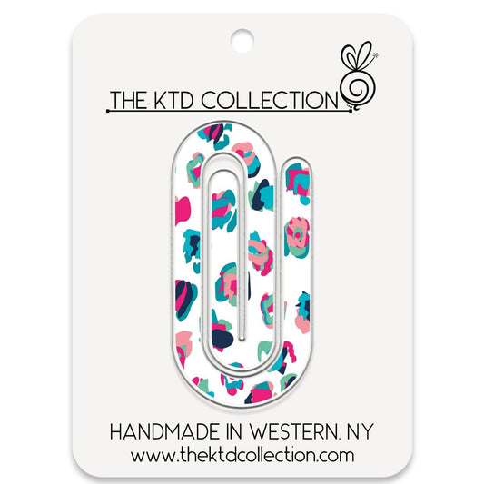 Colorful Cheetah Print Jumbo Acrylic Paper Clip - Purses & Pearls