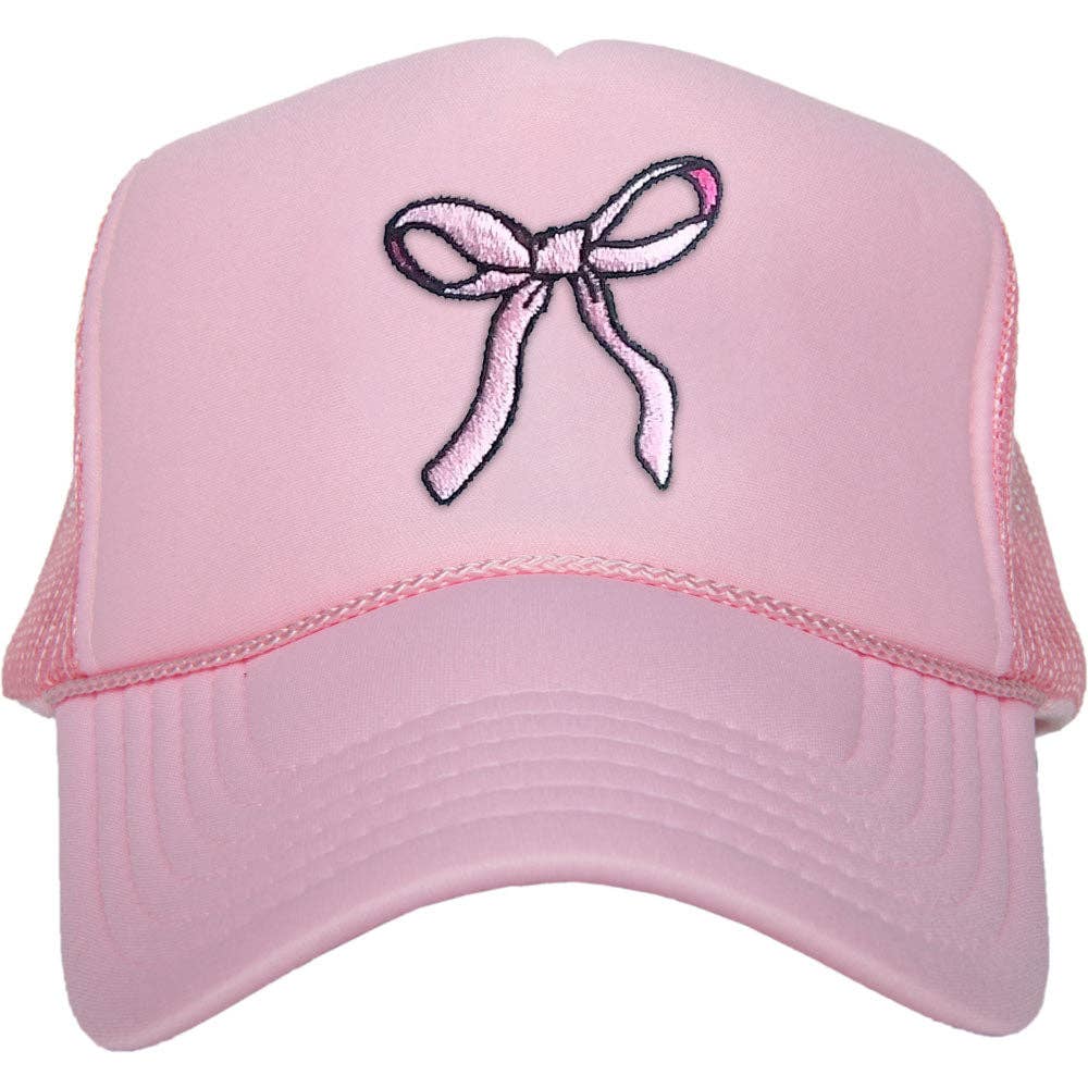 Coquette Pink Bow Trendy Foam Trucker Hat - Purses & Pearls