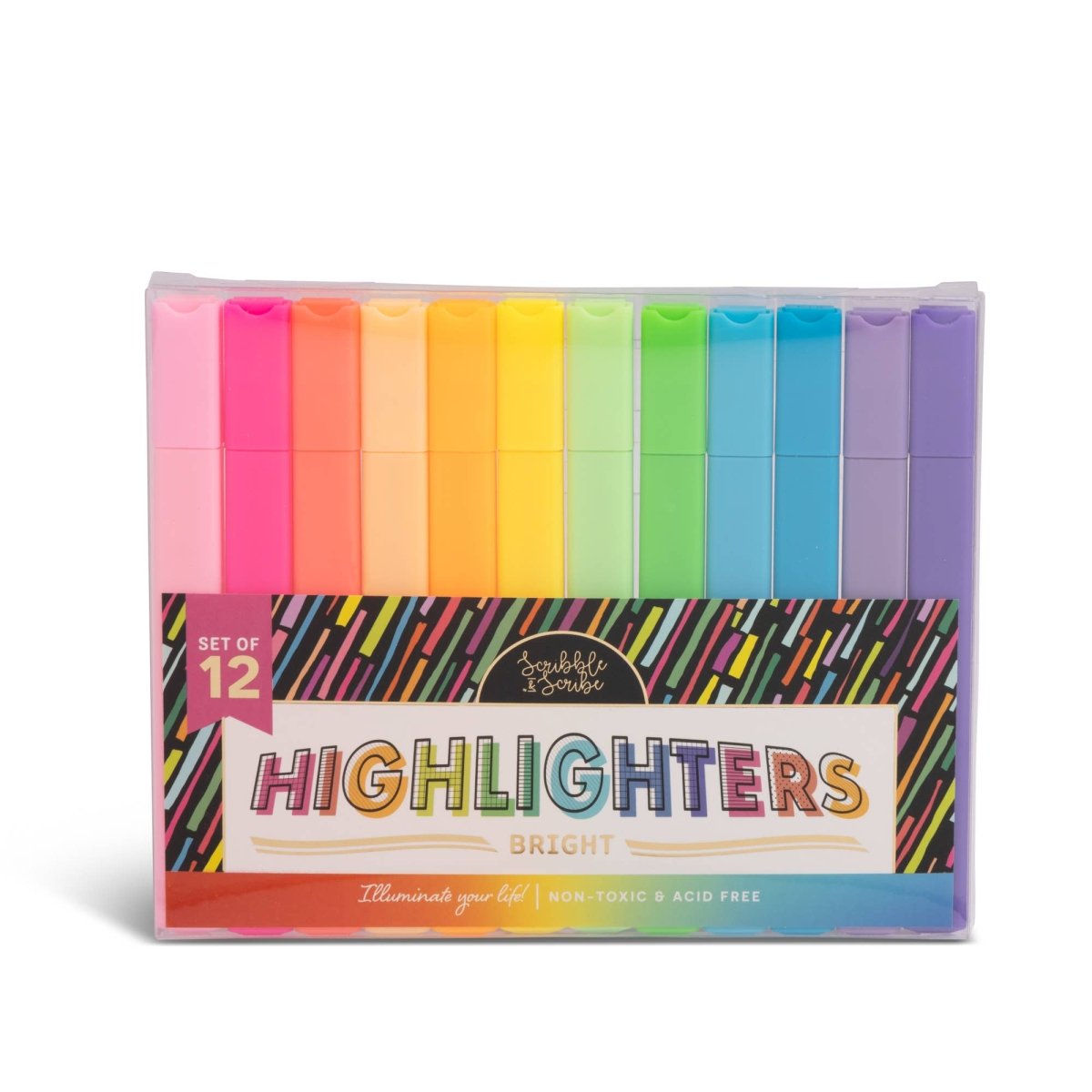 Core Home - 12pc Square Highlighter - Striped Bright - Purses & Pearls