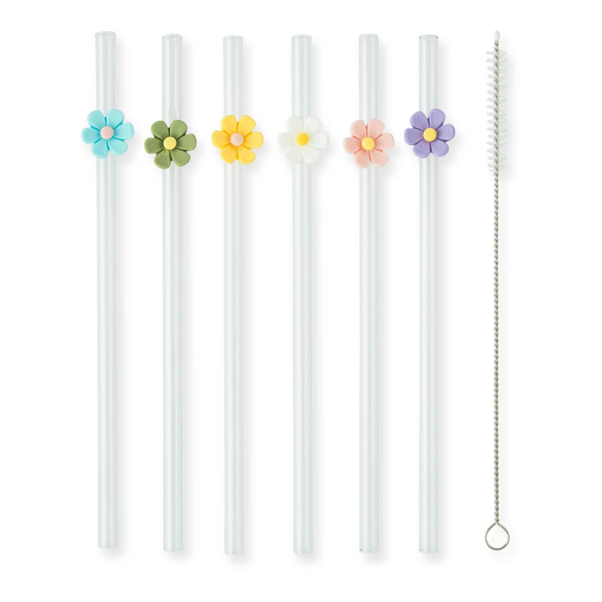 Core Home - 7pk Glass Straw Set - Floral - Purses & Pearls