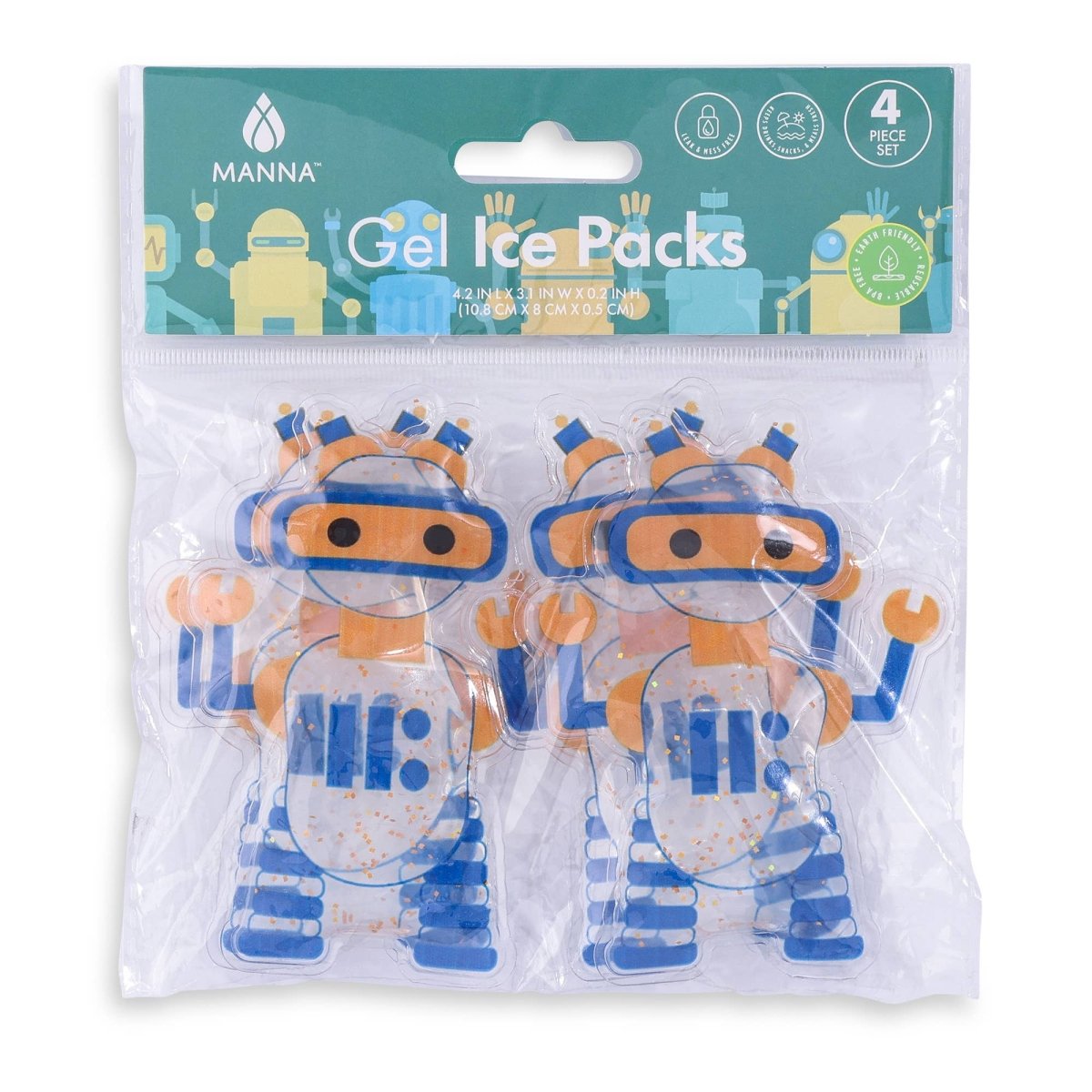 Core Home - Set of 4 Gel Ice Packs - Robot - Purses & Pearls