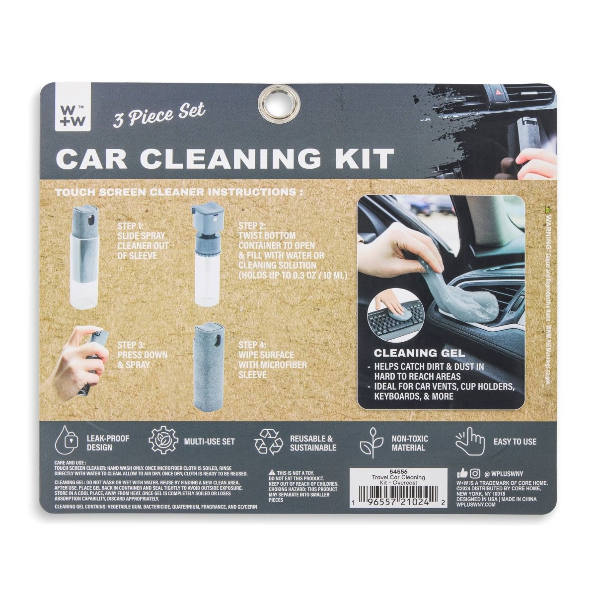 Core Home - Travel Car Cleaning Kit - Grey - Purses & Pearls