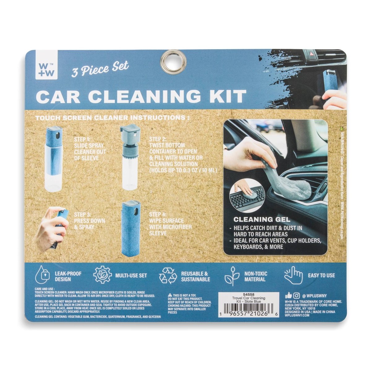Core Home - Travel Car Cleaning Kit - Slate Blue - Purses & Pearls