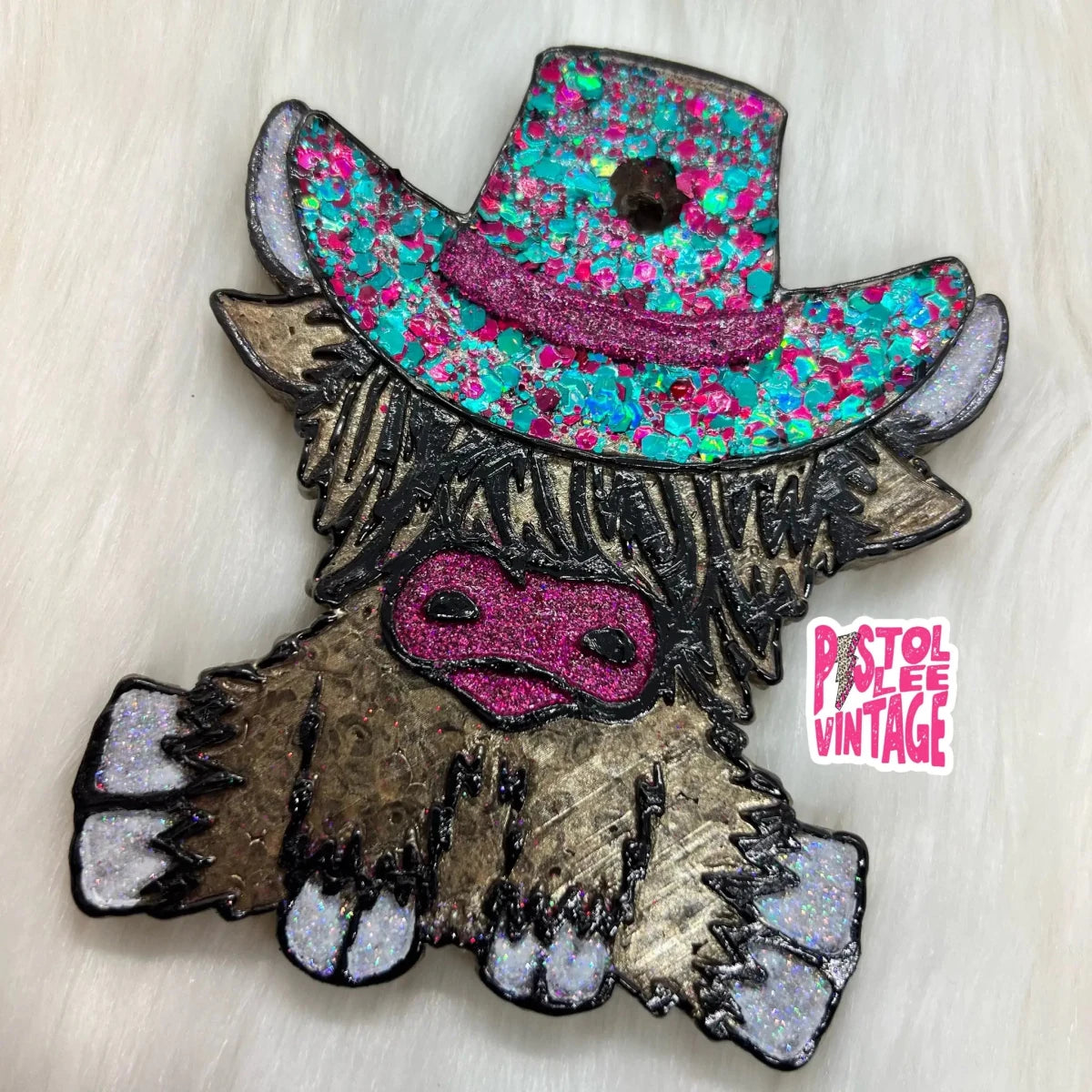 Cowboy Highland Cow Freshie - Purses & Pearls