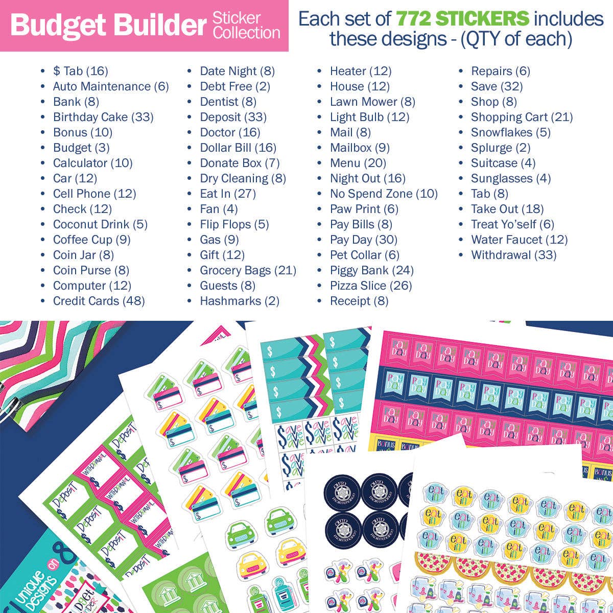 Denise Albright - Planner Stickers for Budgeting - Purses & Pearls