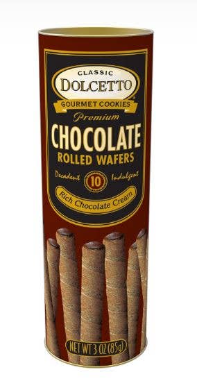 DOLCETTO CHOCOLATE WAFER ROLLS (3 oz canister) - Purses & Pearls