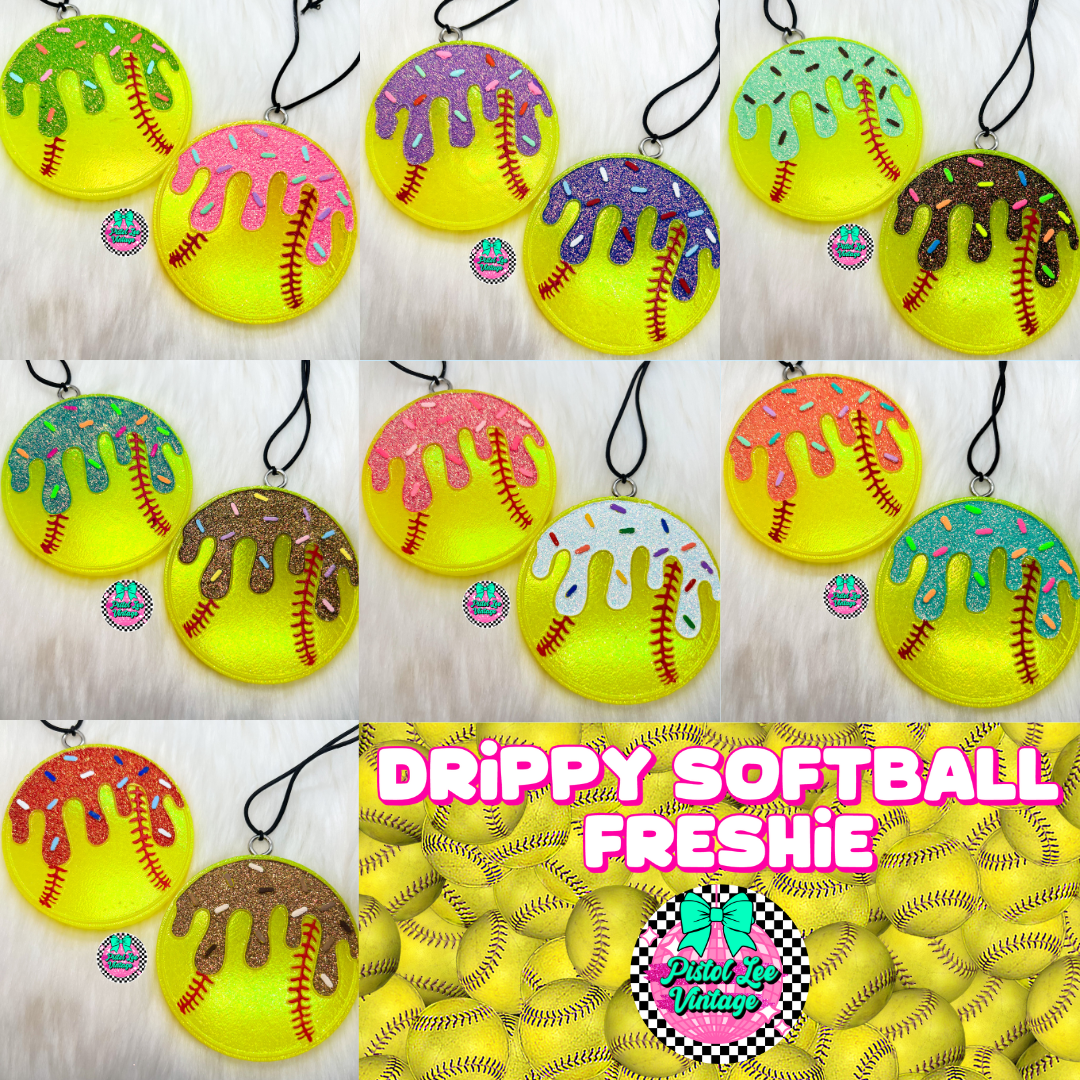 Drippy Baseball/Softball Car Freshie - Purses & Pearls