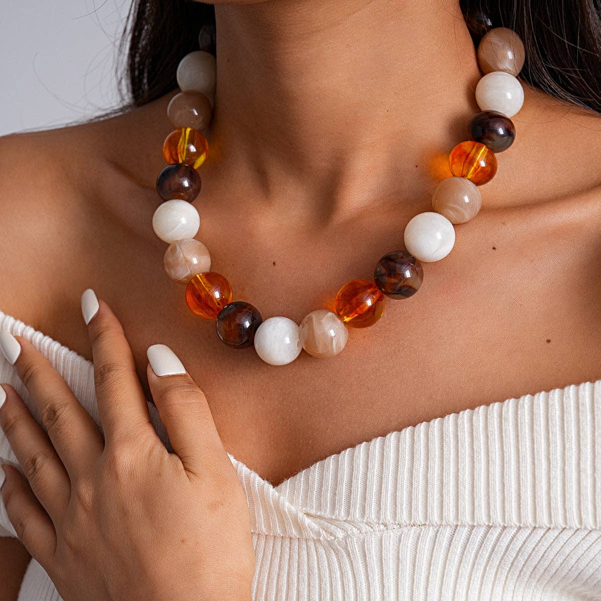 Acrylic Ombré Beaded Statement Necklace