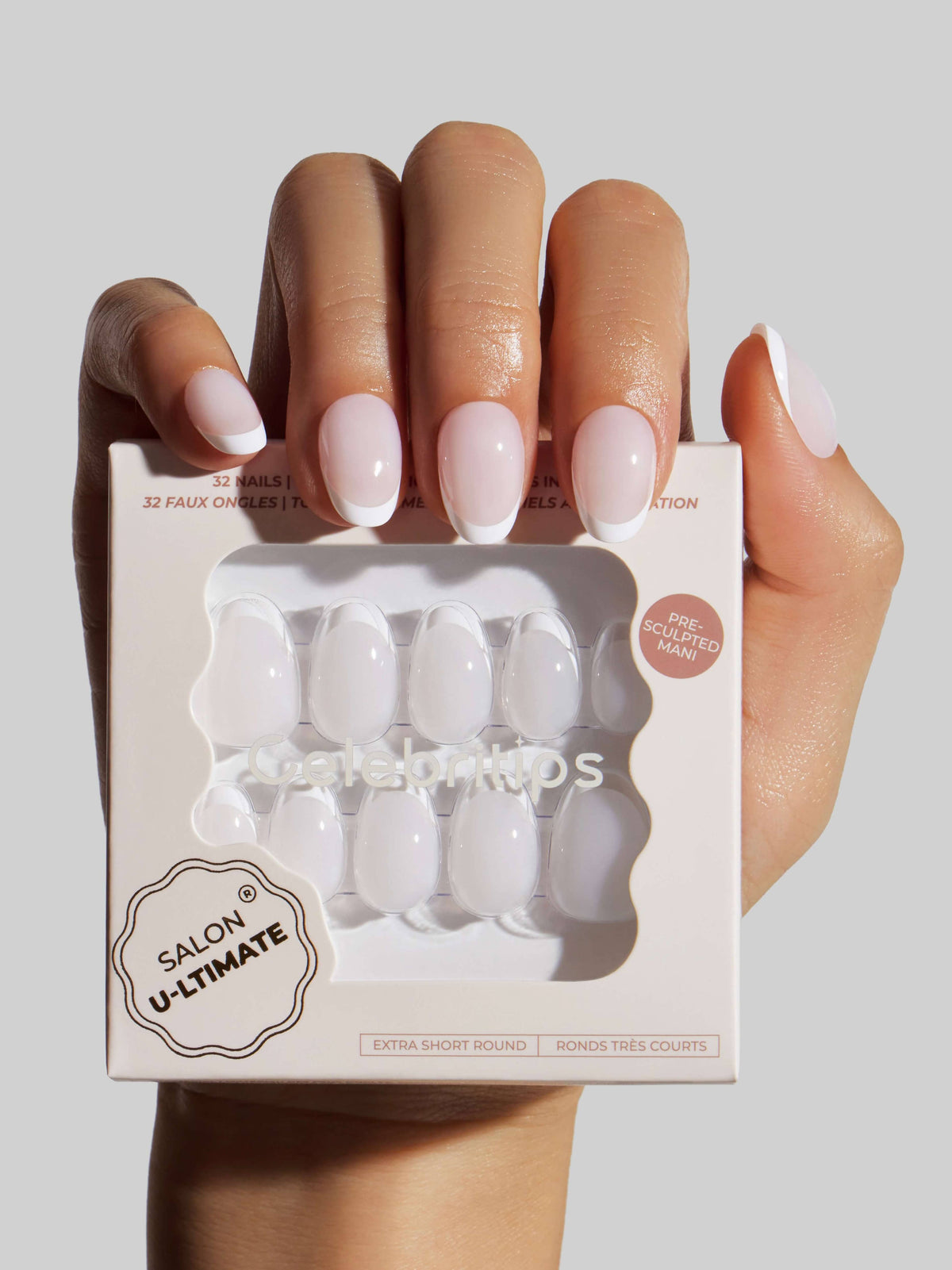 Celebritips - Milky White French (Extra Short Round)