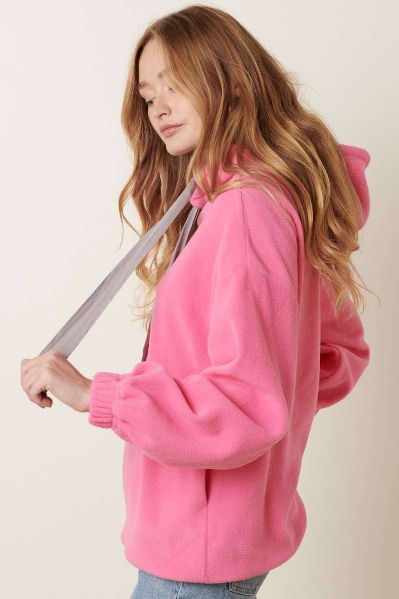 FLEECE HOODED PULLOVER - Purses & Pearls