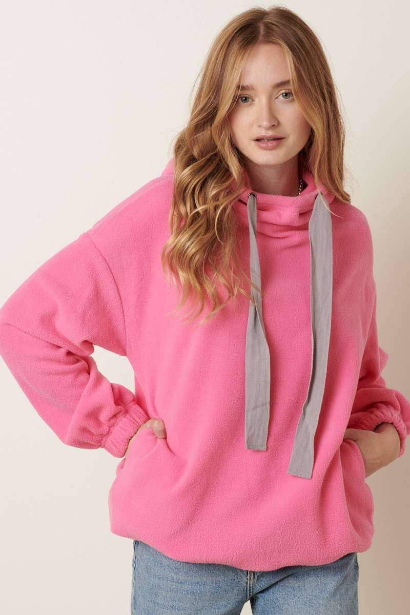 FLEECE HOODED PULLOVER - Purses & Pearls