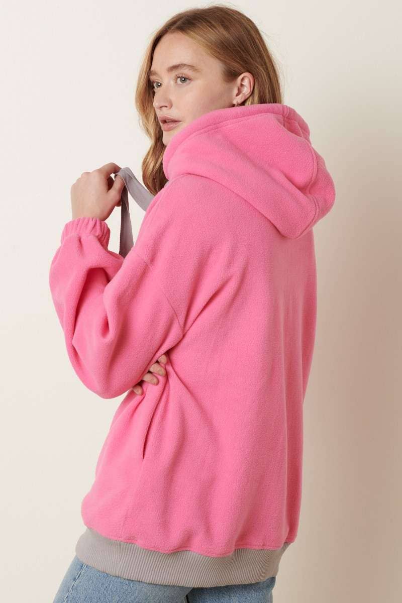 FLEECE HOODED PULLOVER - Purses & Pearls