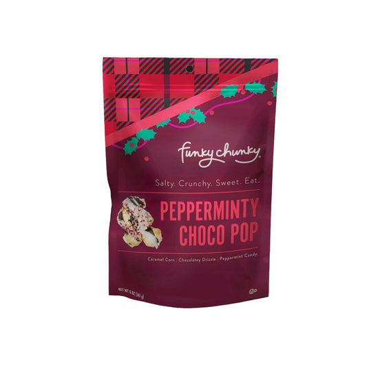 Funky Chunky - Pepperminty Choco Pop | Holiday Popcorn | 5 - ounce Bags - Purses & Pearls