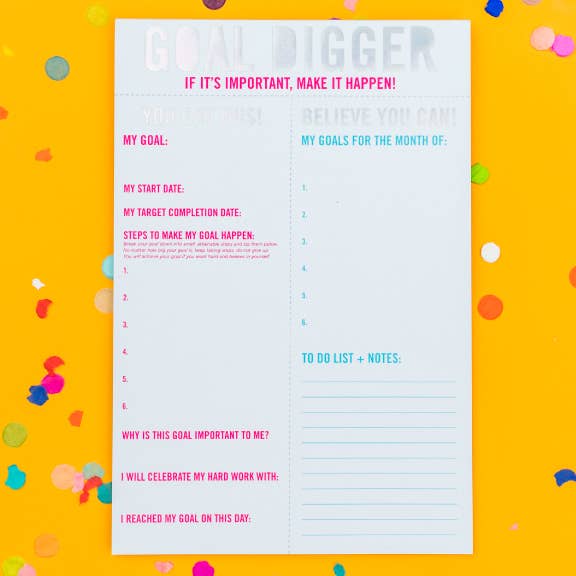 Goal Setting Notepad - "Goal Digger" - Purses & Pearls