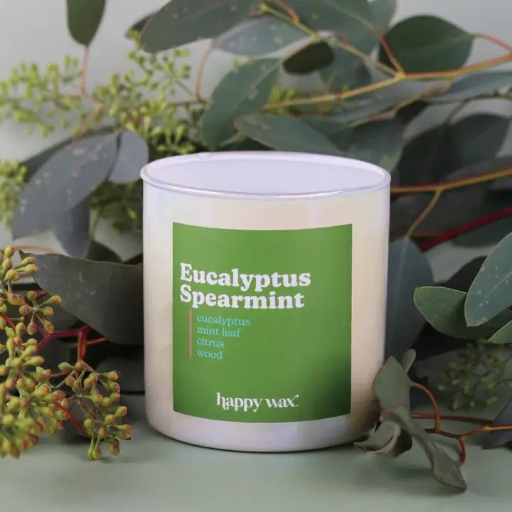 Happy Wax - Eucalyptus Spearmint Single Wick Candle - Purses & Pearls
